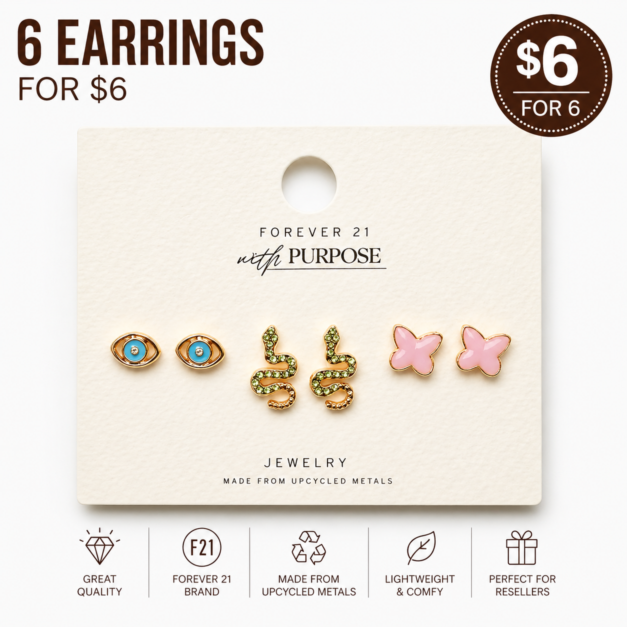 6 for $6 - Name Brand Earring Collections